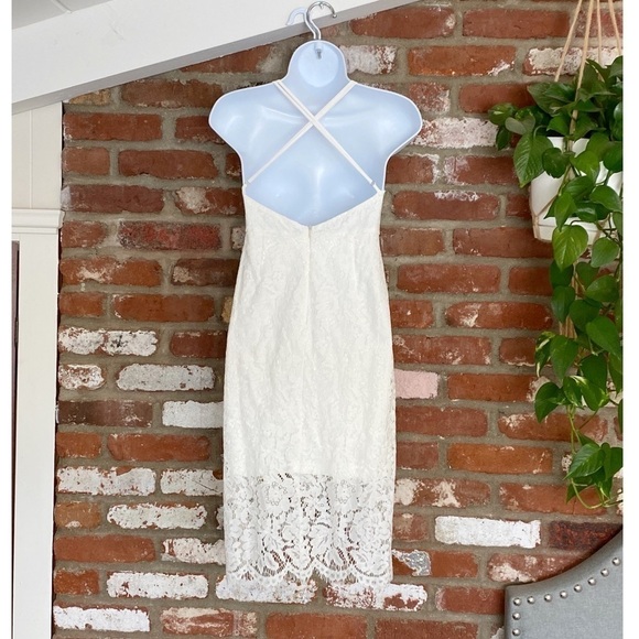 Lulus Flirting with Desire White Lace Bodycon Dress Size Medium - Picture 6 of 10